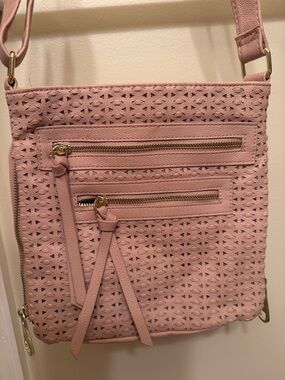Steve Madden Women's Pink Crossbody Bag with Perforated Detail